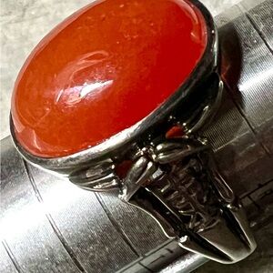 Vintage cabochon, Carnelian sterling Silver Ring  8.75